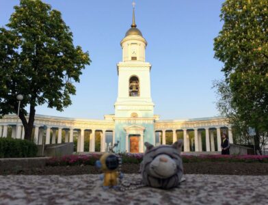 the Mad Astronaut and Mad Ambassador Catalin Potemkin (my travel companions during my North Cape Hypothesis cycle tour) innocently posing in front of the Intercession Cathedral in Izmail, my very first stop in the country (Ukraine, May '17)