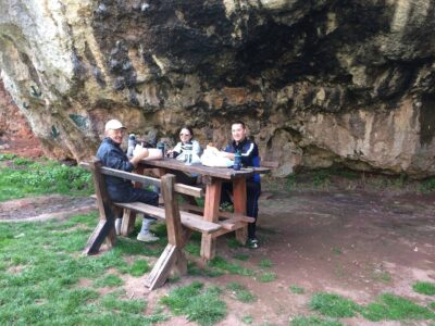 lunch break with Rajko, Ana and Marko during one of our "training" rides through the Jelašnica Gorge (Serbia, March '17)