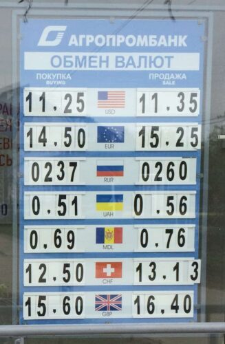sample Transnistrian Rubles exchange rates on May 12th, 2017
