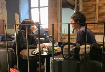 Daichi and Ryo Uchiyama chilling at the Kredens Café in Lviv, Ukraine (Fall '17)