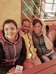 Viorica, the owner of the bar, and her daughter Antonia — on the phone, her other daughter Anca (Romania, April '17)