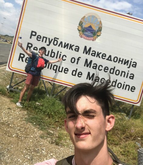 Filip and his friend Michał, upon crossing into Macedonia (Fall '18)