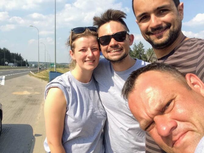 Agnieszka, Andrzej, Marcin and i, when they dropped me off (Poland, June '18)
