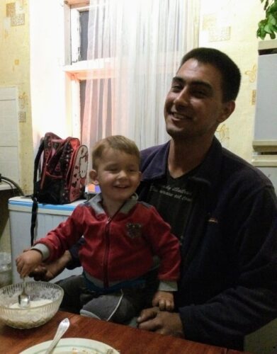Sasha and his boy David at the dinner table they invited me to sit with them (Ukraine, May '17)