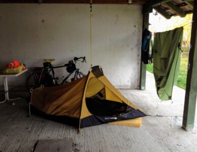 my improvised campsite behind the hunters' association headquarters in his village (Croatia, October ’16)